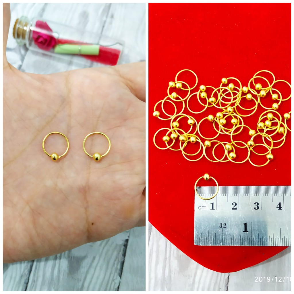 ANTING KENIP POLOS PENTOL PERAK ASLI S925 LAPIS EMAS 24K