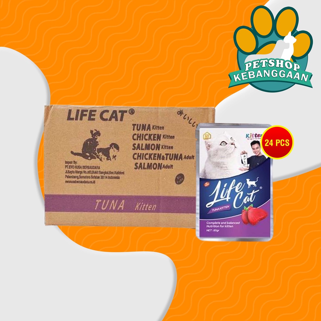 Makanan Basah Kucing Life Cat Sachet Pouch Grosir Dus isi 24 PCS 85 GR