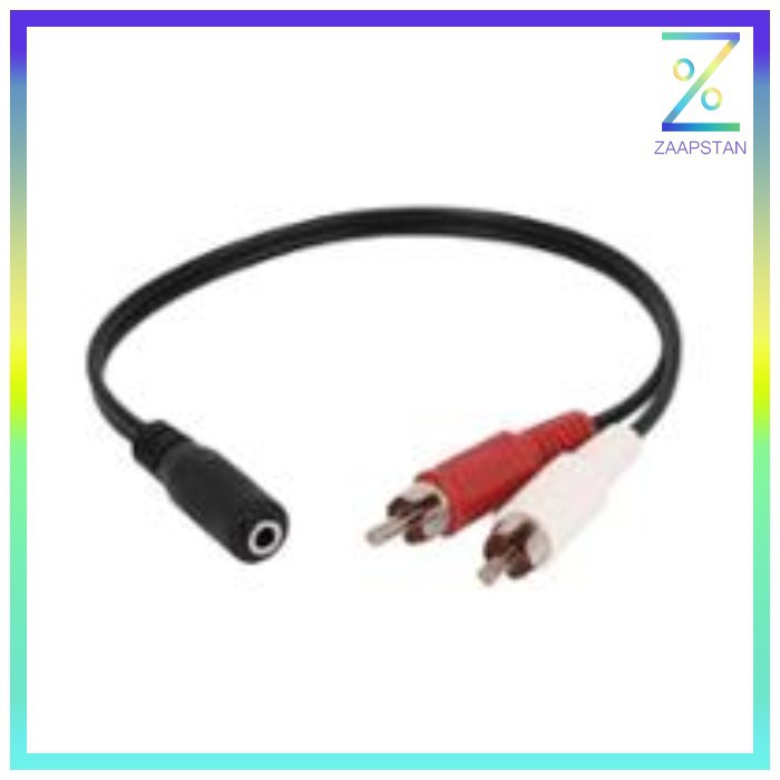 Kabel Adapter Audio 3.5mm Female ke RCA Male HiFi 25cm - Black