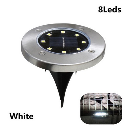 Lampu tanaman LED surya tahan air luar ruangan 8 sensor gerak LED dekorasi taman pencahayaan malam-8LED White