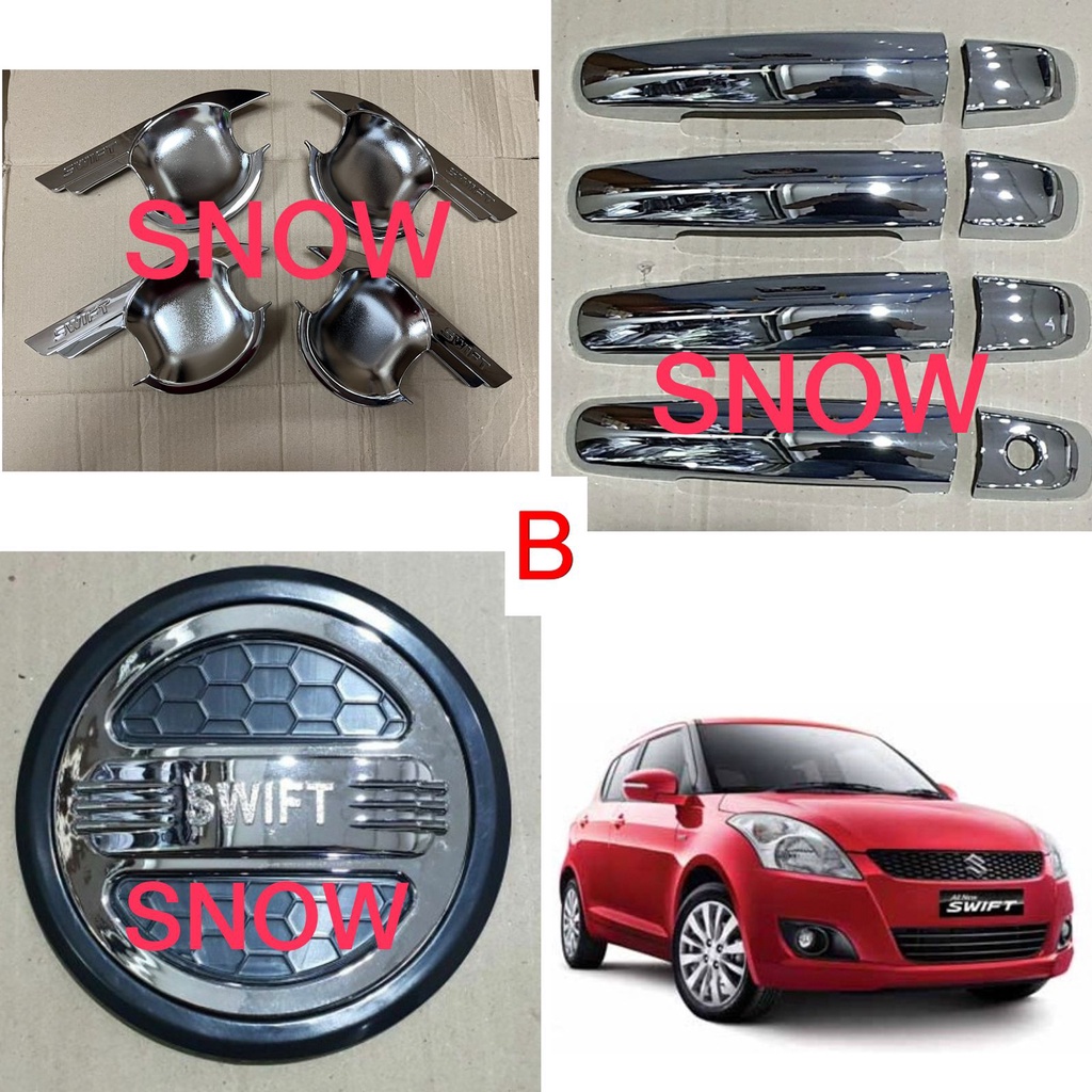 Paket Outer Handle Tank Cover All New Swift Sporty Luxury Hitam Putih Chrome