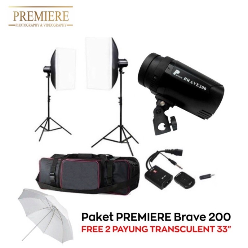 Premiere Brave 200 Professional Flash Studio Kit 200W