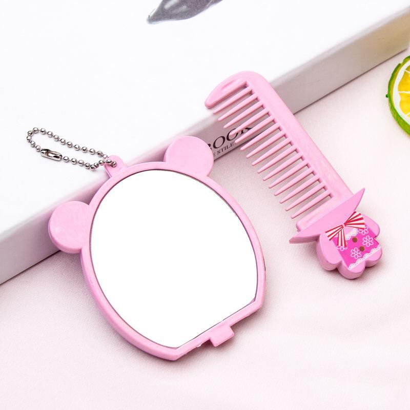 Sisir Cermin Portable Motif Karakter Lucu