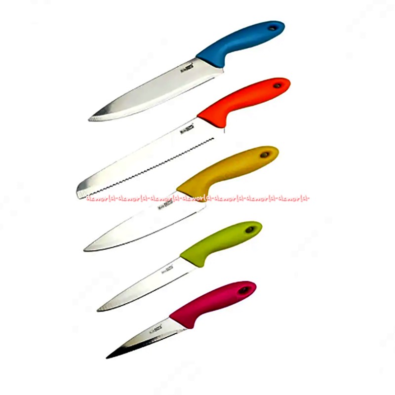 Krischef Set Knife Rainbow Pisau Set Warna Warni Anti Karat Colorfull Pisau 1set Kris Chef Peralatan Pisau Dapur 1 set Warna Warni