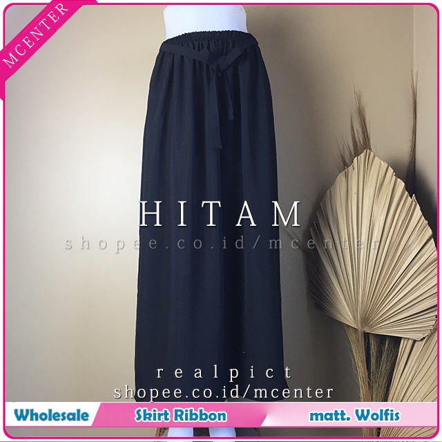 Rok Basic Pita bawahan wanita Wolfis best seller Skirt Ribbon Woolpeach