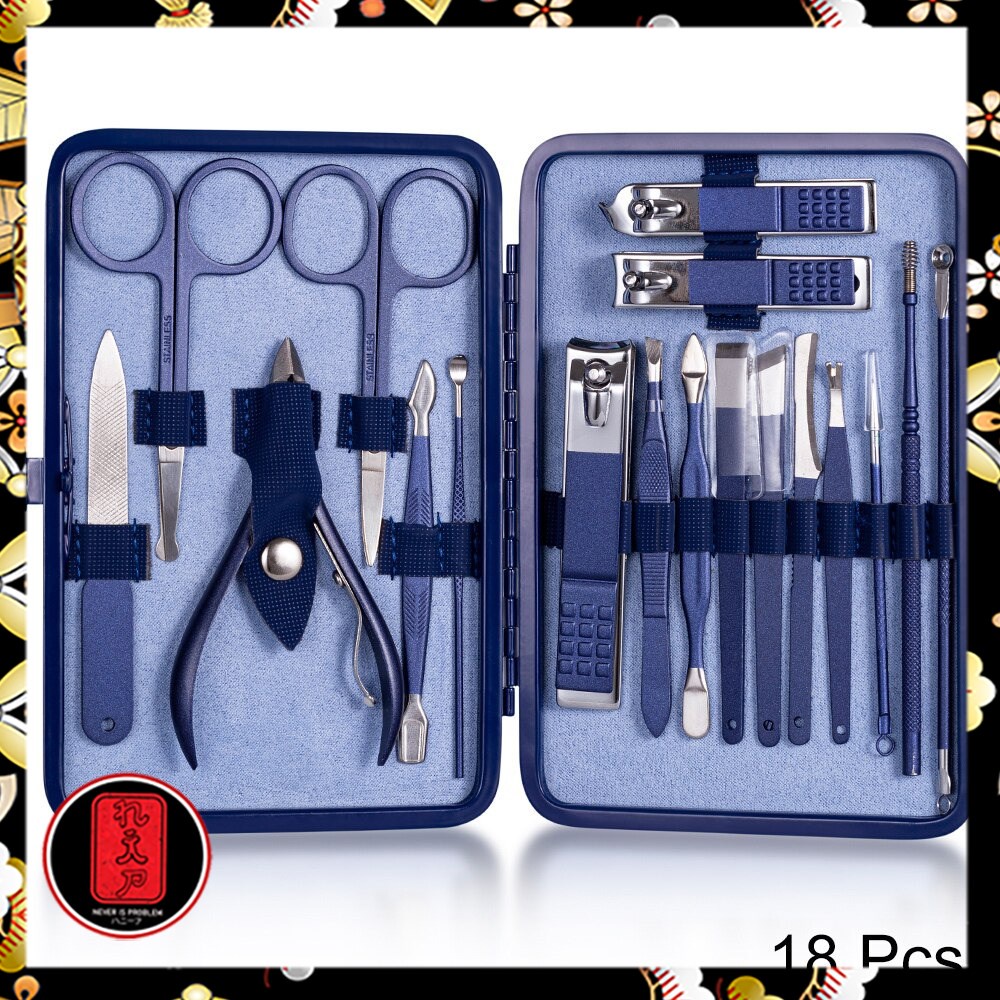 VCHOSE Gunting Kuku Nail Art Set Manicure Pedicure 18 PCS - LM302 - Blue