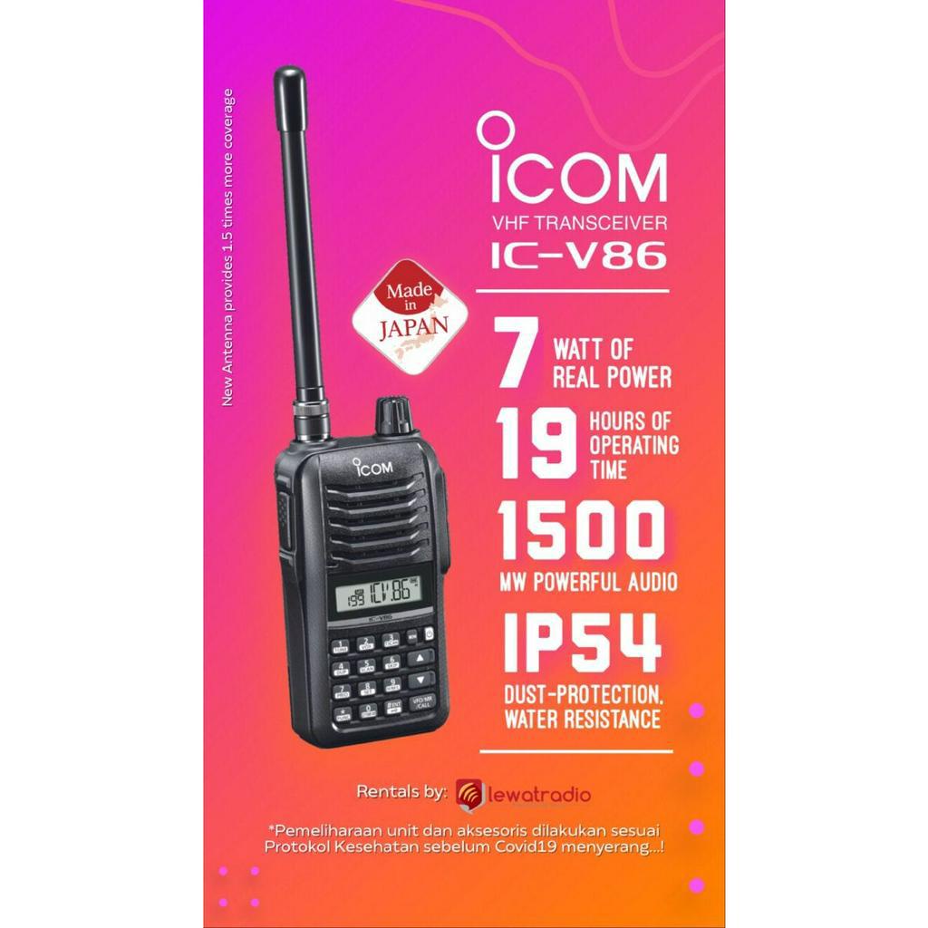 HT ICOM V86 7Watt Singleband VHF (Free Earset) Ori Pengganti IC V80 86 Garansi 1 Tahun Walkie talkie