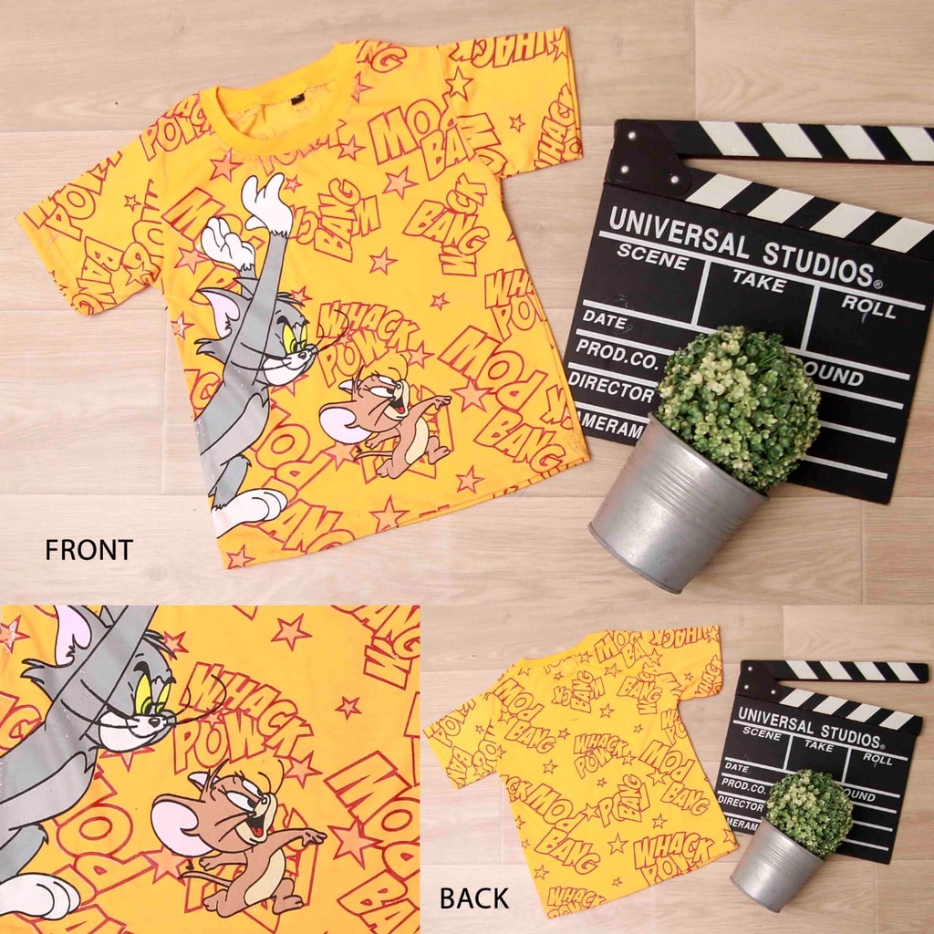 Jikialiang - KAOS ANAK LAKI LAKI &amp; PEREMPUAN USIA 1-8 TAHUN GAMBAR TOMJERRY KUNING