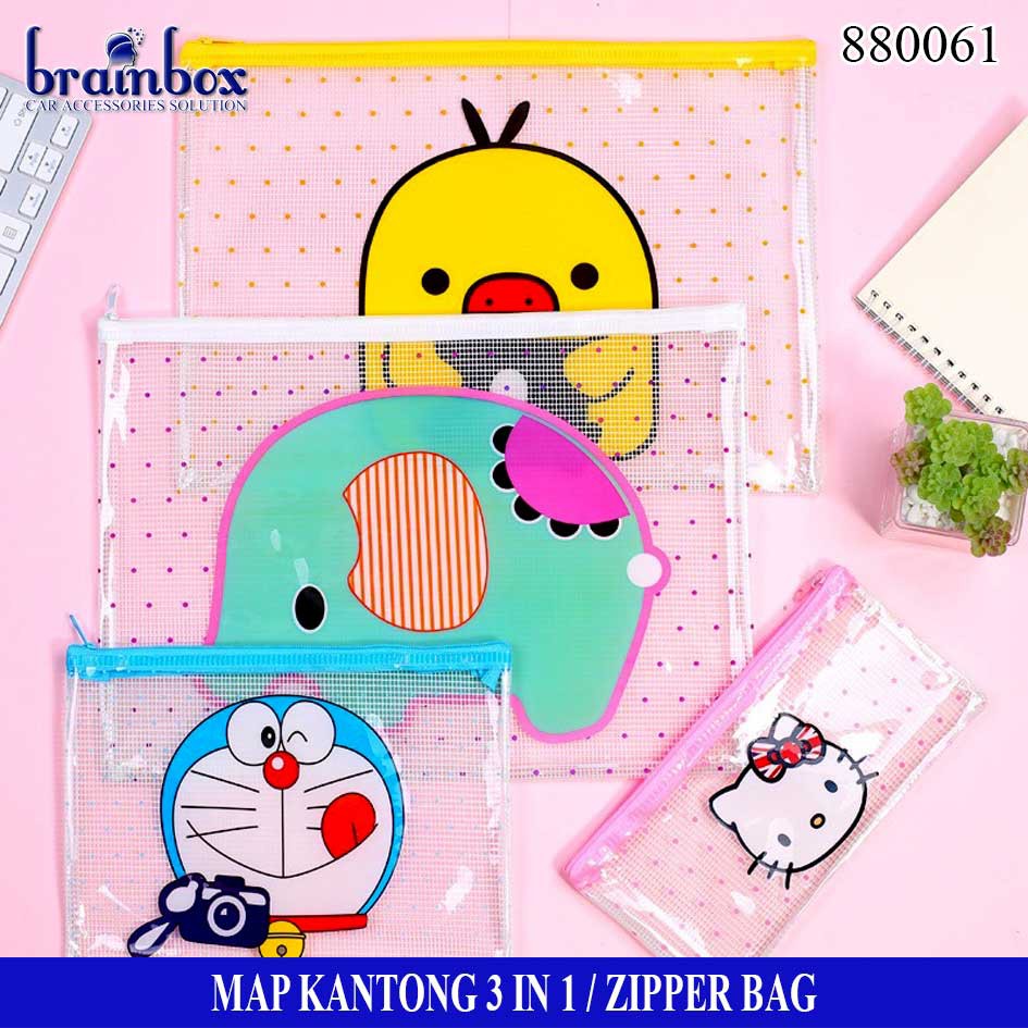 

Zipper Bag Map Plastik Kartun Resleting Map Serbaguna Kantong Serbaguna