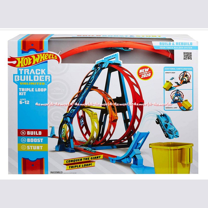 Hotwheels Track Builder Tripple Loop Conquer The Giant Mainan Mobil