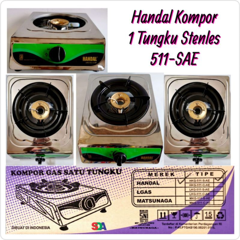 Handal Kompor 1 Tungku Stainless 511-SAE