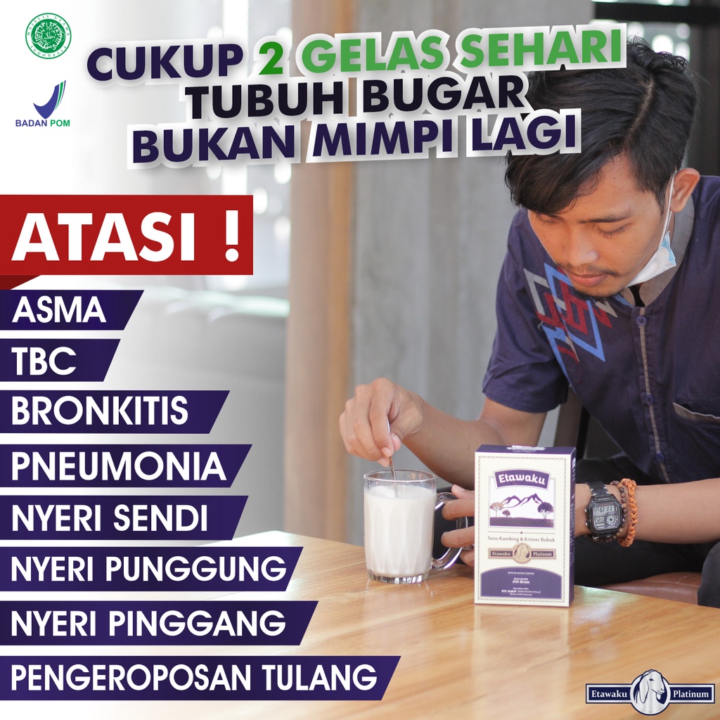ETAWAKU PLATINUM -SUSU KAMBING ETAWA &amp; KRIMER NABATI BUBUK 200 GR SUSU KUALITAS PREMIUM SEHATKAN TULANG DAN SENDI
