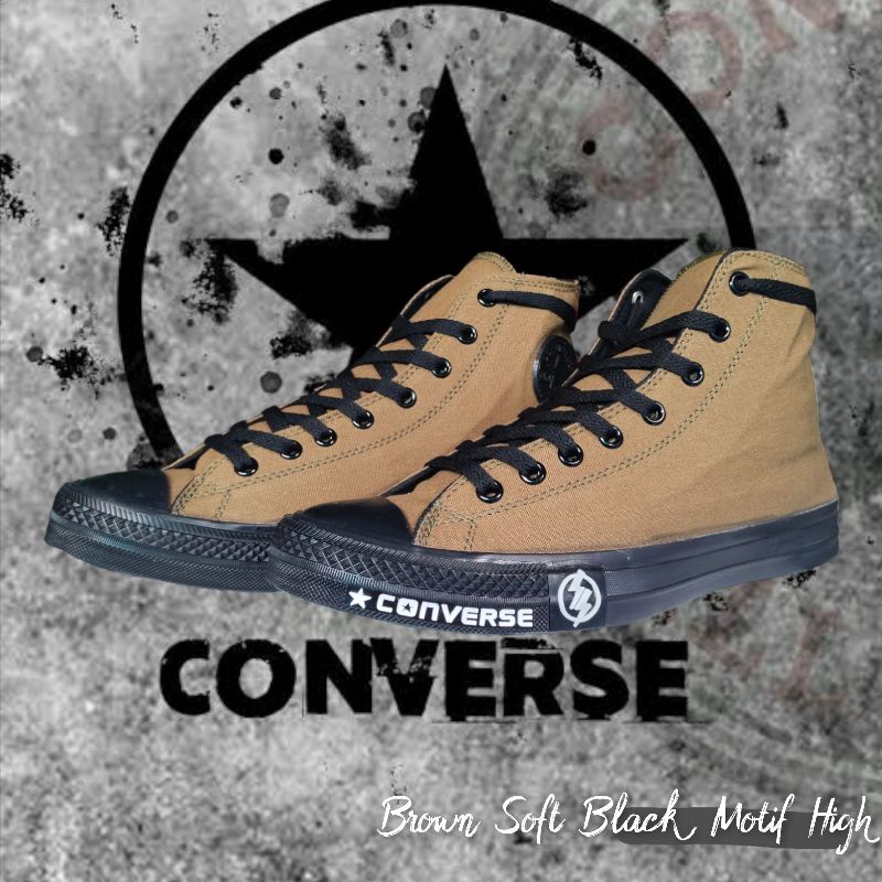 Sepatu sneakers converse pria casual boots tinggi sekolah kerja hitam