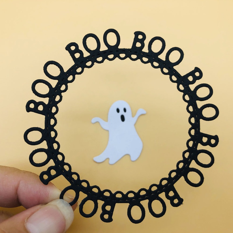 Zzz Cetakan Stensil Cutting Dies Motif Hantu / Labu Halloween Bahan Metal Untuk Scrapbook / Craft DIY