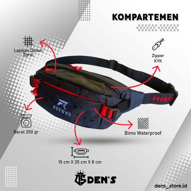 Tas Waistbag Pria Waterproof Premium Roowns Xtrail