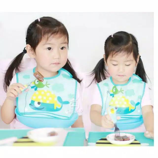 SLABBER WADAH Bib Slaber celemek waterproof makan anak bayi anti air bahan plastik eva