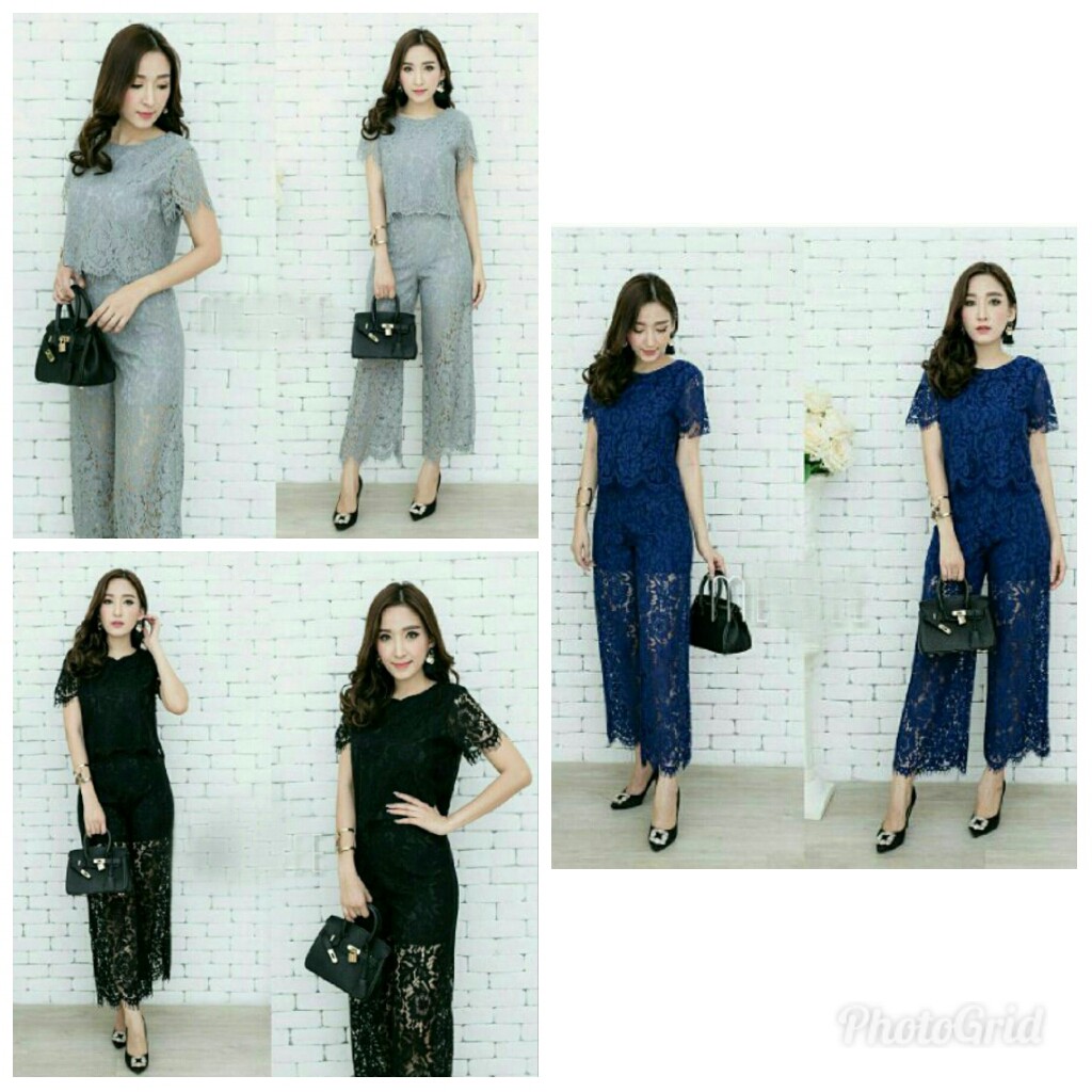 L1573, 47- Set Kulot Brukat setelan murah wanita stelan atasan celana brokat