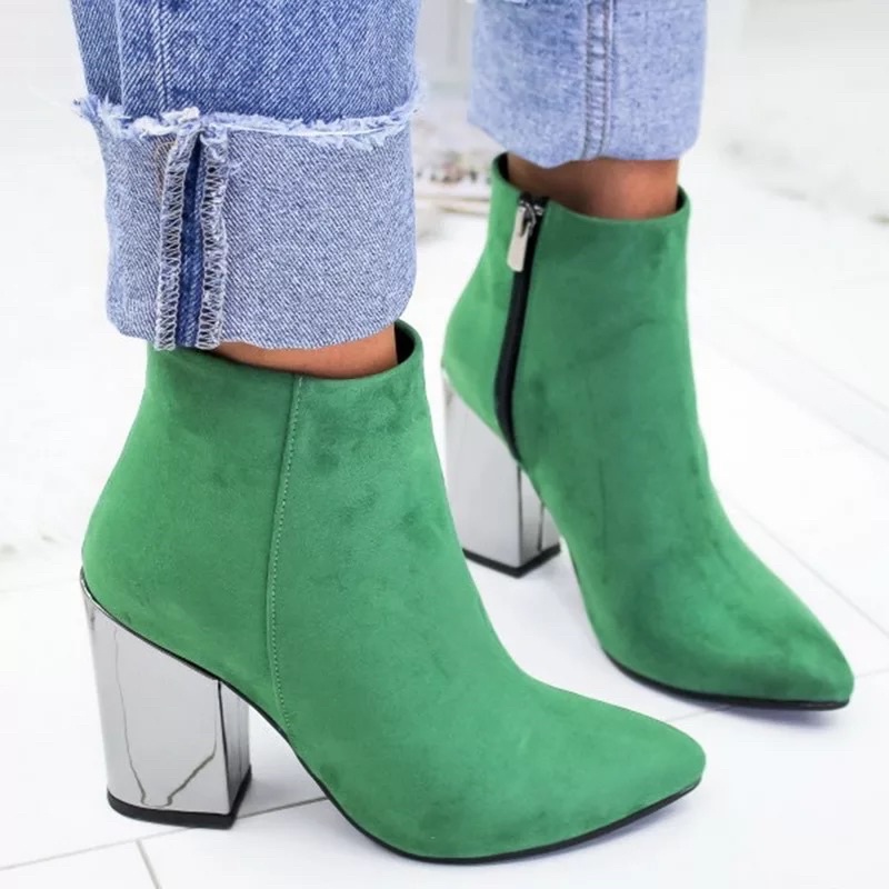 Suede Ankle Heels Boots  Boots Hak tinggi