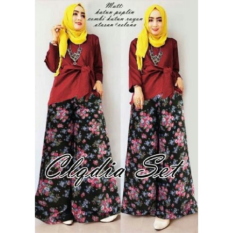 DeltaRN Set Alodia Maroon Fashion Muslim Setelan Busana Muslim Terbaru