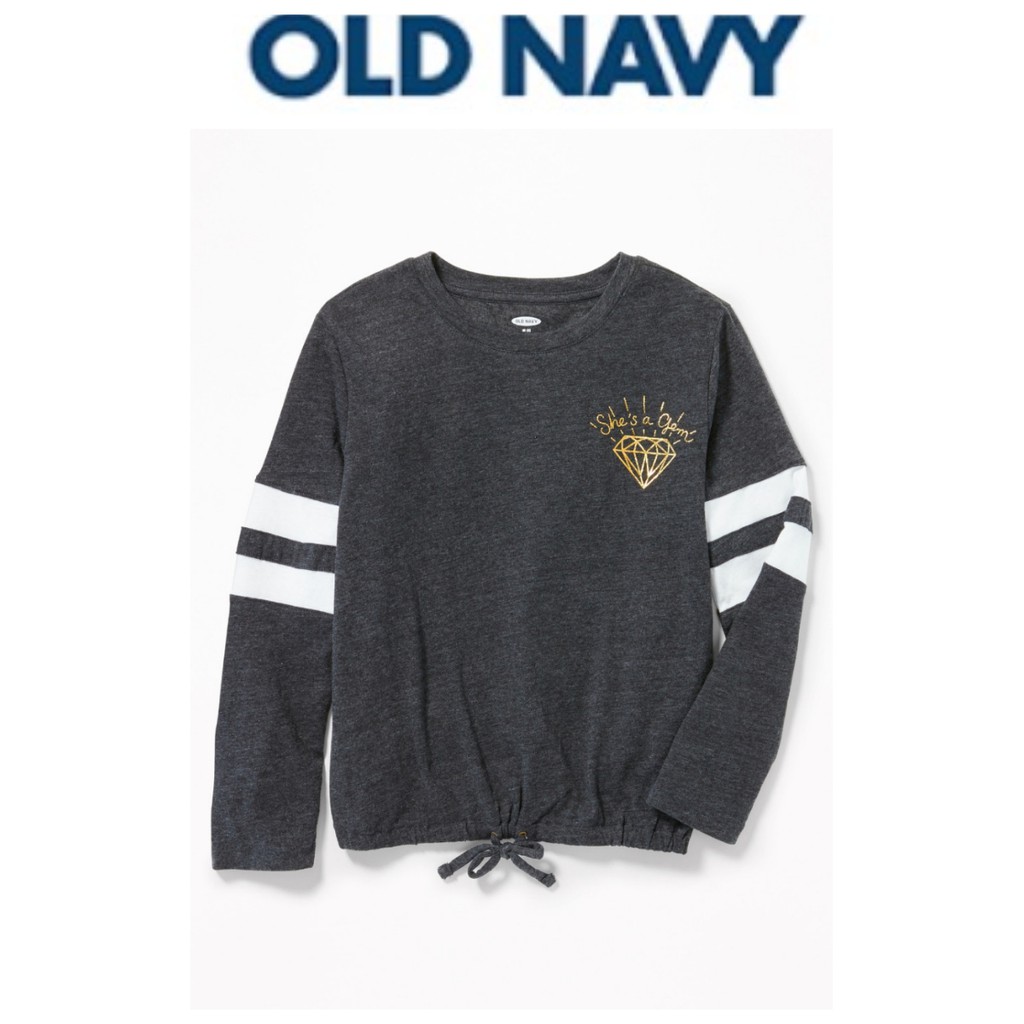 Kaos Lengan Panjang Anak dan Kaos Wanita Abu Old Navy