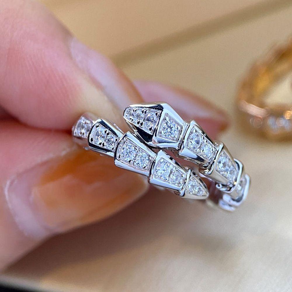 REBUY Rebuy Snake Ring Unik Kepribadian Vintage Berlian Imitasi Tembaga Hadiah Hari Valentine Punk Ring