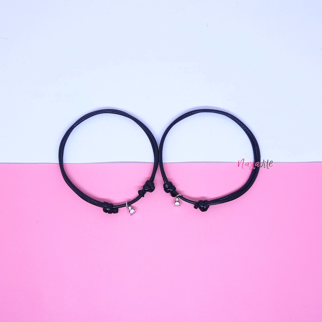 Gelang Couple Magnet Tali Korea Hitam Polos Gelang Persahbantan Bestie