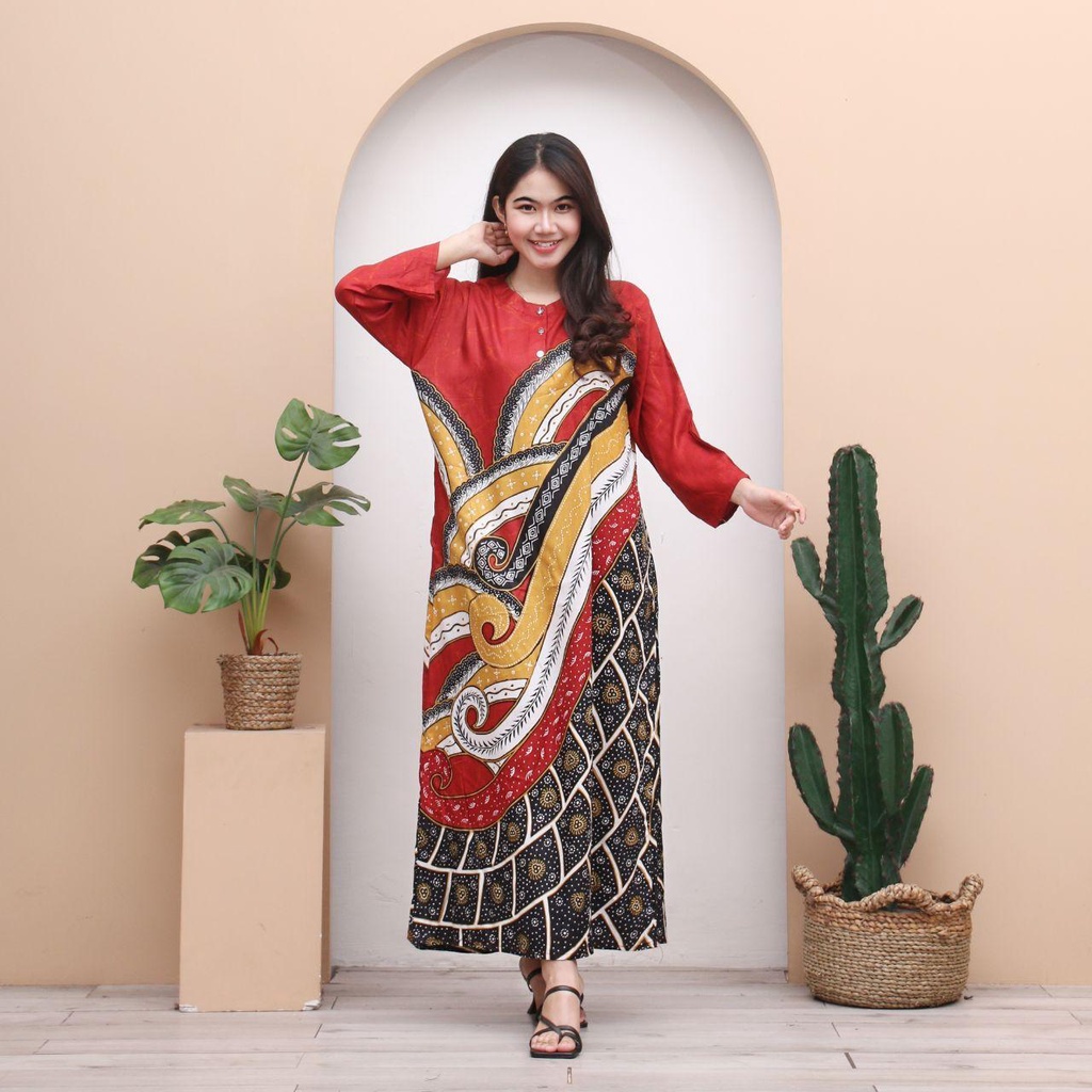 Longdres Batik AMSA Daster Panjang Busui Batik Terbaru By GrosirDaster