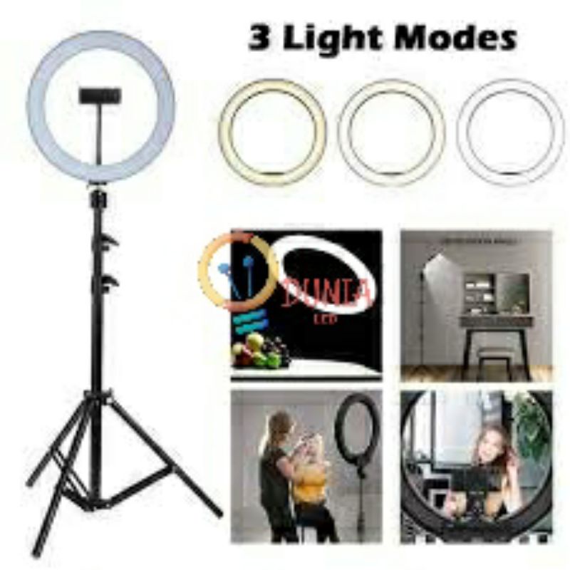 PAKET KOMPLIT RINGLIGHT 30CM + TRIPOD 2,1 METER MAKE UP VLOG LAMPU RINGLIGHT