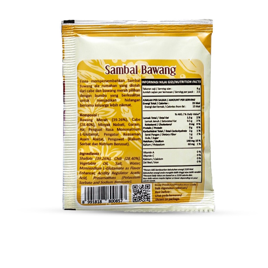 SAMBAL BAWANG ULEG FINNA 20GR ISI 10 SACHET HALAL