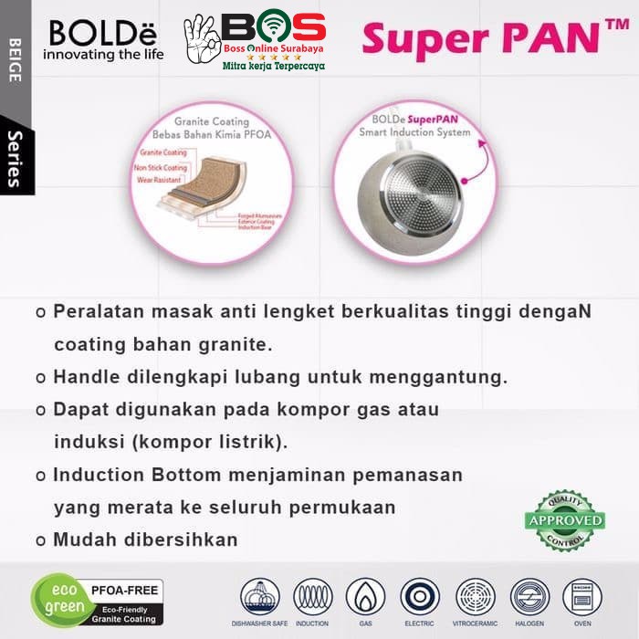 Frypan Bolde Penggorengan 22CM Beige Granite Anti Lengket Bolde Frypan