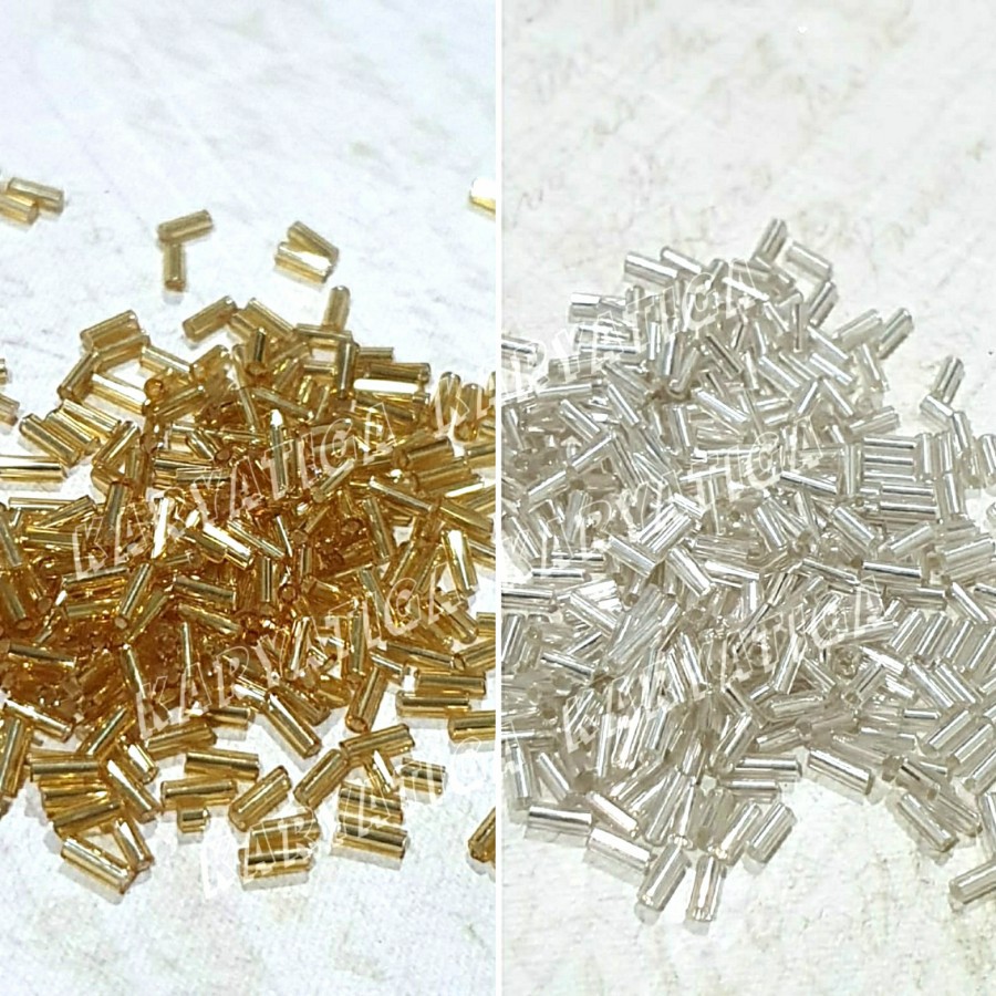 Mote Manik Payet Bambu Panjang - Emas / Perak (+/- 5 mm) - 10 gram