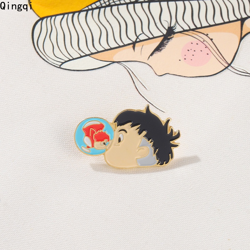 Bros Pin Enamel Desain Kartun Ponyo Sosuke Untuk Anak