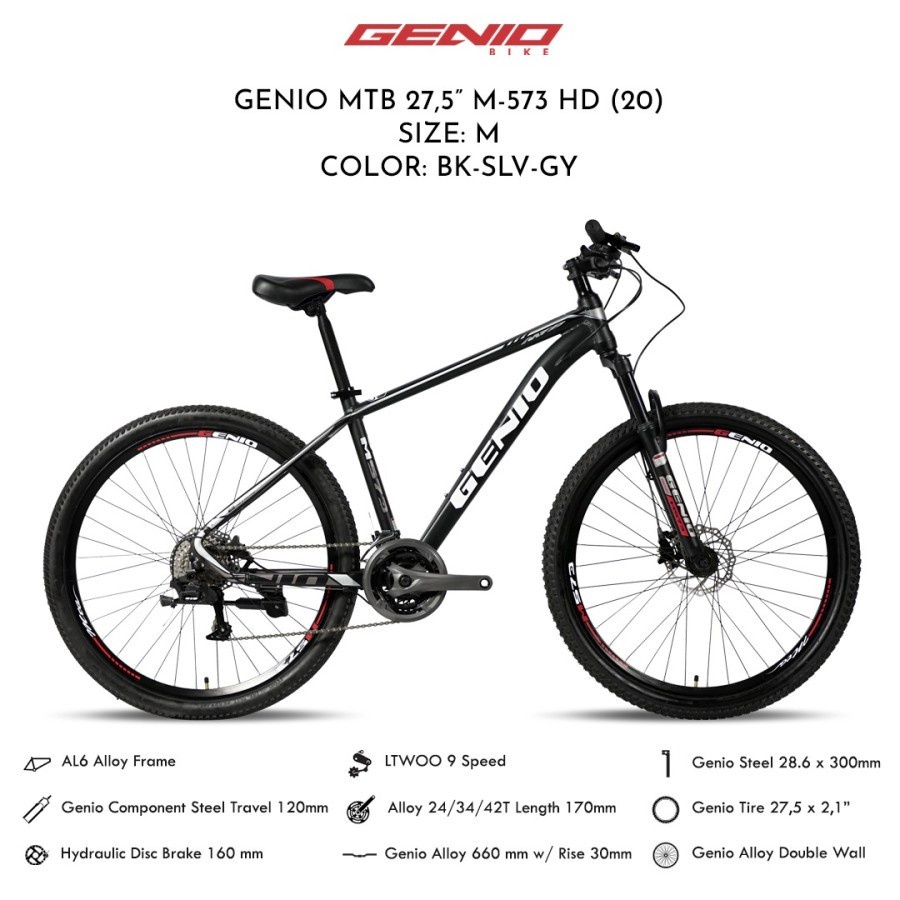 Sepeda Gunung MTB Genio M573 HD 27,5 inch 9 Speed SNI Garansi-1