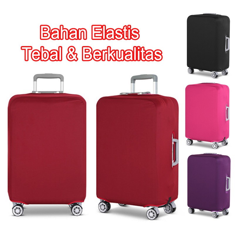 Sarung Pelindung Koper Cover Luggage Elastis Warna Polos