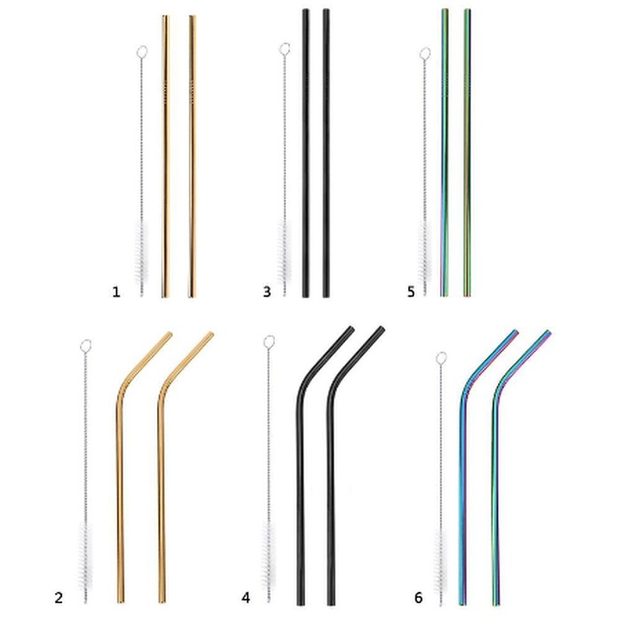 Stainless Steel Straws + Cleaner Brush (3pcs)