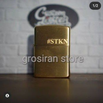 zippo stkn gold custom logo bisa ukir nama sendiri