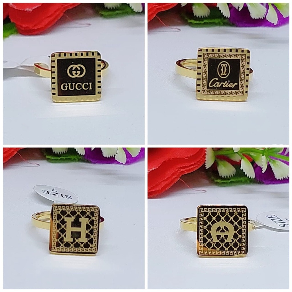 Cincin titanium perhiasan wanita fashion A-F