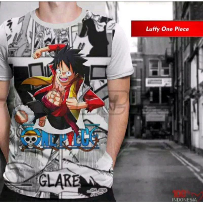 baju print 3D pria/wanita luffy one piece