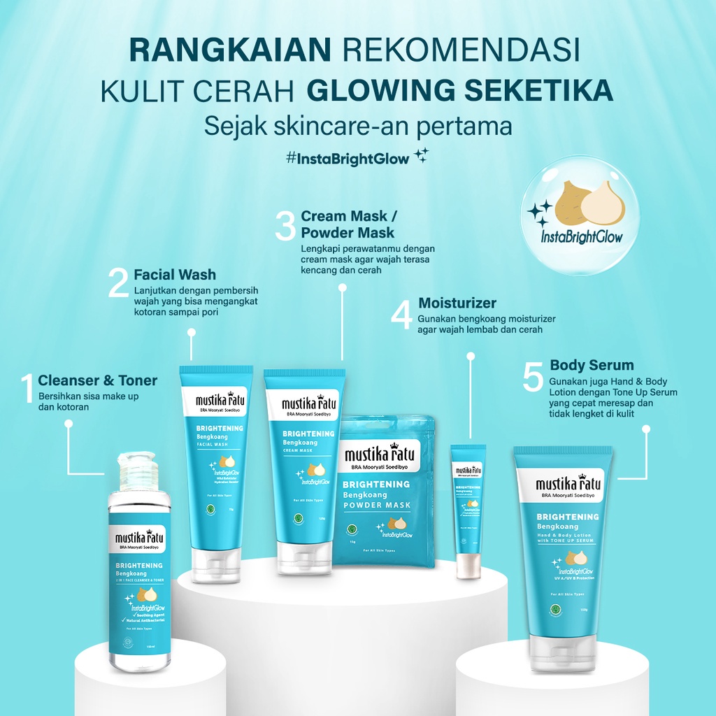 Mustika Ratu Brightening Bengkoang | Moisturizer | Facial Wash | Masker | 2in1 Cleaser Toner