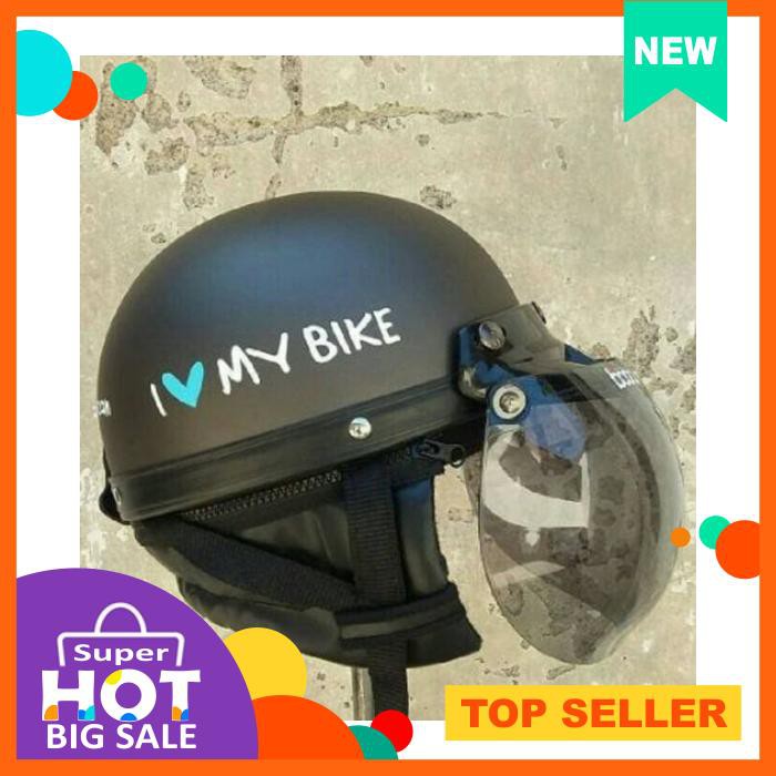 Helm Chips Retro Lubro Hitam Doff I Love My Bike Vespa