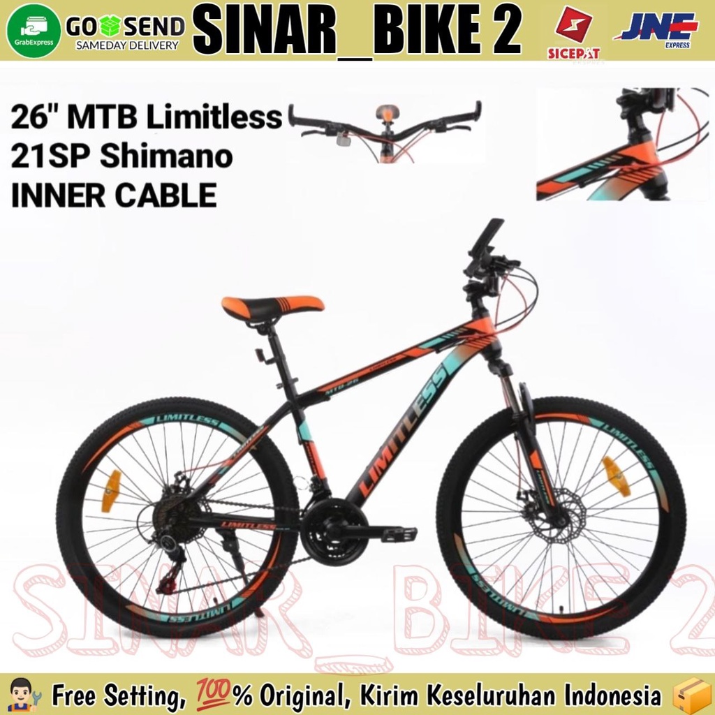 Sepeda Gunung 26 Inch MTB LIMITLESS 3x7 Speed Shimano Rem Cakram