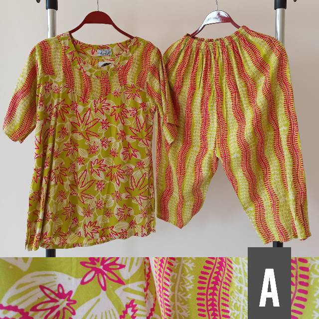 Setelan 3/4  LUZA DWS / baju tidur/rumah ADEM bahan RAYON SANTUNG BATIK PEKALONGAN
