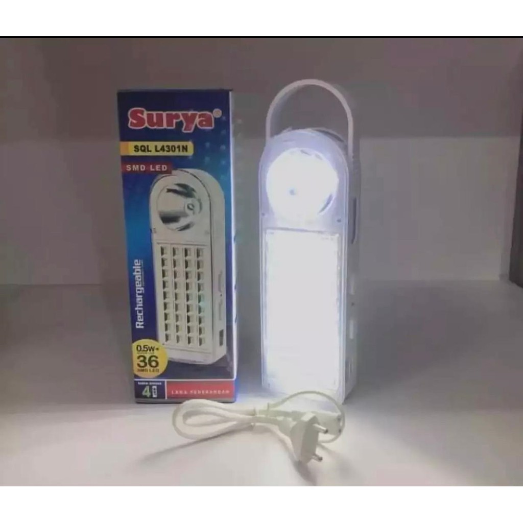 Surya Lampu Emergency SQL L4301 Light LED 36 SMD + 1 Super LED Rechargeable 12 Hours