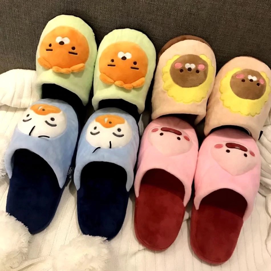 AAA Kakao Friends Plush Indoor Slippers Warm Winter Adult Slipper Stuffed Cartoon Ryan Plush Shoes