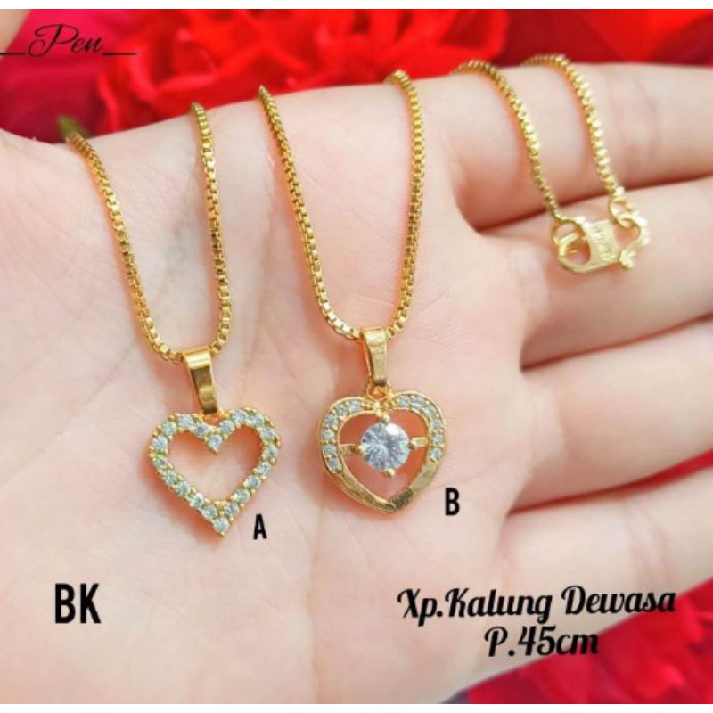 KALUNG LIONTIN LOVE PERMATA TITANIUM