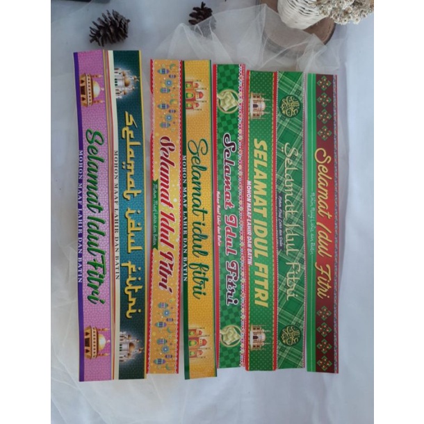

Slempang tulisan parcel/ Slempang Idul Fitri/ Tulisan Idul Fitri/ Tulisan Idul Fitri untuk Parcel
