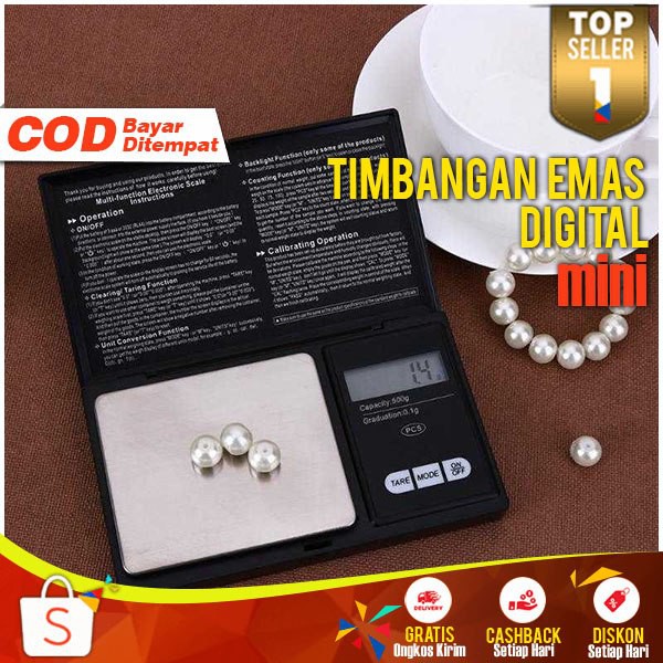 Timbangan Emas Digital Mini 500g 0.01g Penimbang Perhiasan Duduk Alat Timbang Akurat Murah