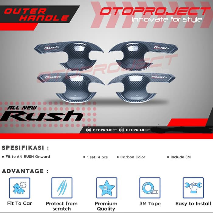 Otoproject Outer Handle  Mangkok Pintu Carbon All New Rush 2018-2020