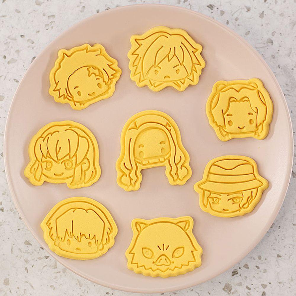 Suyo 8Pcs Cetakan Adonan Kue Cookie Desain Anime Bahan Plastik