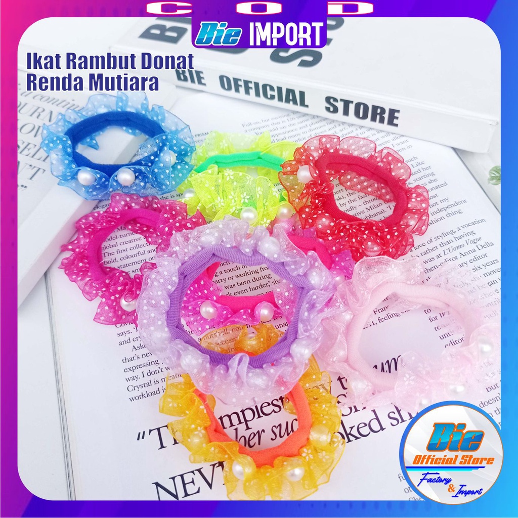 Scrunchie Ikat Rambut Motif Donat Renda Premium Impor Best Seller